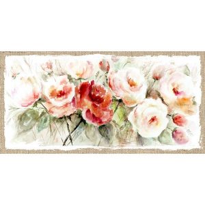 Pink and cream wall art with roses