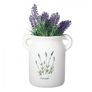 Matte finish ceramic vase with lavender